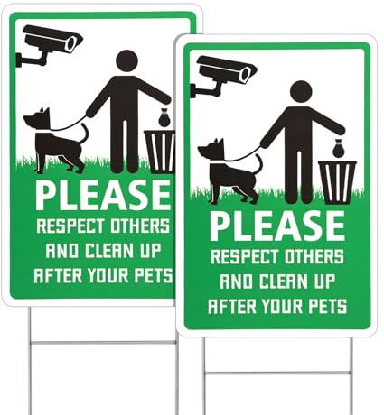 2pz Cartelli per Raccogliere Gli Escrementi del Tuo Animale Domestico, 30x20cm Bifacciali Animali Domestici con Picchetto in Metallo H Cartello Raccogli Gli Escrementi del Tuo Cane Targa
