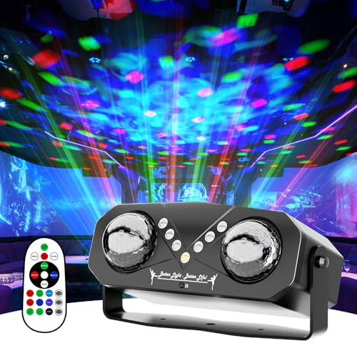 Mslitely -Sprachgesteuerte Partyleuchte mit zwei RGB-Discokugeln, Fernbedienung, LED-Discolicht und Musikrhythmus-DJ-Licht, geeignet für Familienfeiern, Tanzpartys und andere Anlässe.
