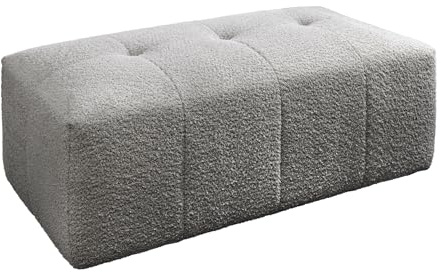 Riess Ambiente Moderner Hocker ROYAL - 120cm - grau - Bouclé Federkern Sitzhocker Fußhocker