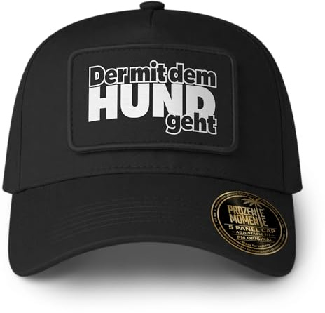 Der mit dem Hund geht - Cap mit Patch - 5 Panel Baseball Cap mit abnehmbarem Klett-Patch und verstellbarem Snapback-Verschluss Unisex – Party Accessoire für Malle, Festival, JGA & Urlaub, lustige Caps