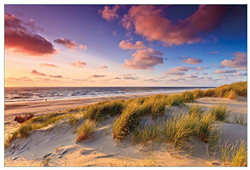 Wallario Küchenrückwand selbstklebend 90 x 60 cm, Motiv: Abendspaziergang am Strand - Sonnenuntergang über dem Meer | Spritzschutz abwischbar & pflegeleicht