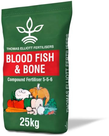 Blood Fish & Bone Fertiliser 25kg | 5-5-6 All Purpose Organic Based Garden Feed | For Flowers, Vegetables, Fruit, Trees, Shrubs & Lawns | Slow Release Soil Conditioner