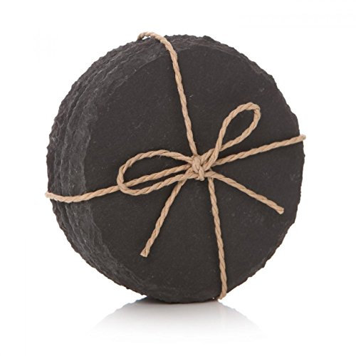 S/4 Vintage Round Natural Grey Slate Drinks Cup Mug Table Mat Coasters Gift Set
