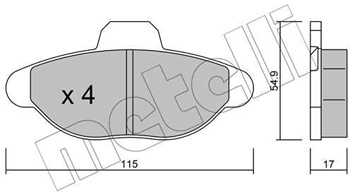 metelligroup 22-0137-0 Bremsbeläge, Made in Italy, Ersatzteile für Autos, ECE R90-zertifiziert, Kupferfrei