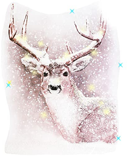 alles-meine.de GmbH 3-D Glitzer Effekt__ XL Fensterbild - Hirsch im Winterwald - Schnee Glimmer - statisch haftend - selbstklebend + wiederverwendbar/Weihnachten - Stick..