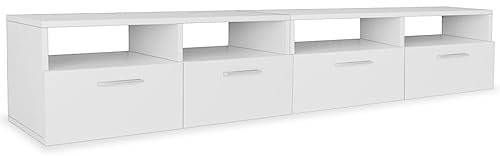 vidaXL Meubles TV 2 pcs, Armoire de Télévision avec Étagère, Meuble Télé de Salon Salle de Séjour Intérieur, Moderne, Bois d’Ingénierie Blanc