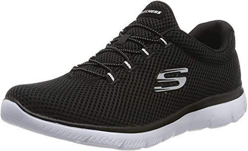 Skechers Summits Lite, Zapatillas Mujer, Black Mesh White Trim, 38.5 EU