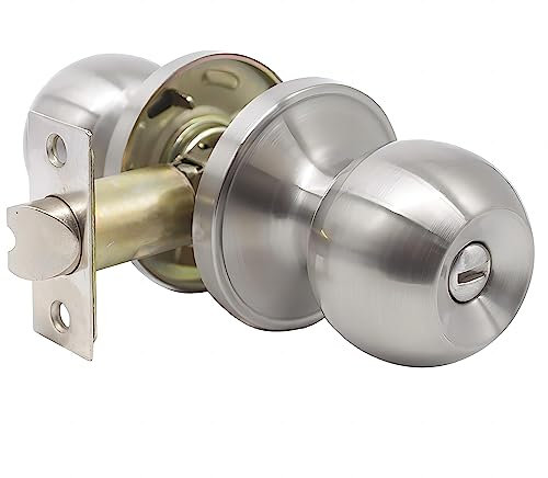 Qrity Poignée de porte d'entrée avec serrure à pêne dormant, sans clé, noyau en cuivre avec verrou de l’intérieur