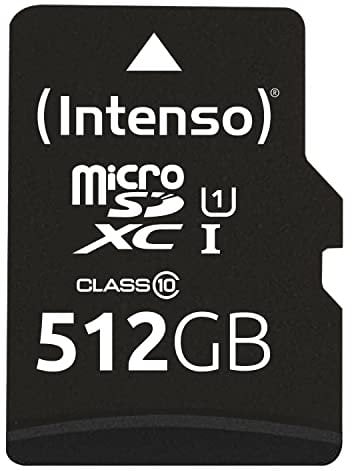 Intenso Premium microSDXC 512GB Class 10 UHS-I Speicherkarte inkl. SD-Adapter (bis zu 90 MB/s), schwarz