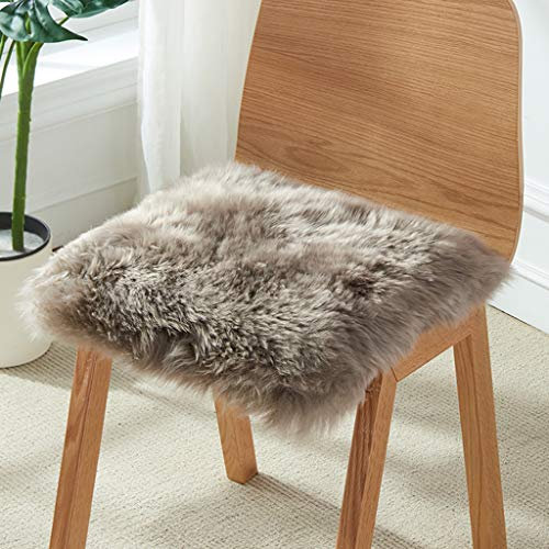 Pelle Di Montone Naturale Quadrata Cuscino Sedia, Pura Pelliccia Di Lana Cuscino Sedile Super Shaggy Car Cuscino Seduto Cuscino Sgabello Addensato Per Sedia Da Ufficio (Marrone,50x50cm(20x20inch))