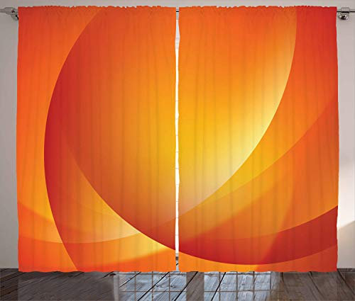 ABAKUHAUS Orange Rustikaler Vorhang, Bunte Twist Linien, Wohnzimmer Universalband Gardinen mit Schlaufen und Haken, 280 x 245 cm, Orange Gelb