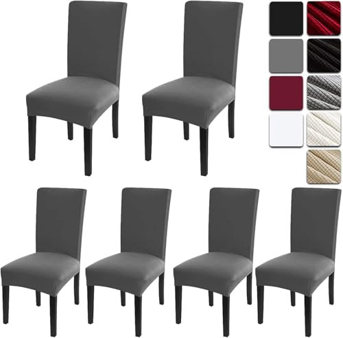 Dioxide Coprisedie con Schienale 6 pezzi Elasticizzato Copertura Della Sedia bi-elastico, Coprisedie Elasticizzati Lavabili Universale per Soggiorno, Cucina, Hotel, Festa, Ristorante, Banchetto