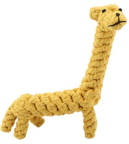 Pet Chew Toy for Dogs, Puppies, and Cats, Cute Giraffe Rope and Cotton Design for Biting, Teeth Cleaning, and Interactive Play