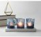 FLCSIed Lot de 3 photophores votifs en verre dépoli avec motifs bleu ciel – Bougeoir pour mariage, fête et décoration d'intérieur (Rivière bleue)
