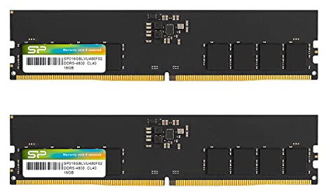 Silicon Power DDR5 32GB (16GBx2) 4800MHz (PC5-38400) 288-pin CL40 1.1V UDIMM Desktop RAM Computer Memory SP032GBLVU480F22