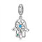 Magic Charms Hamsa Charm 925 Sterling Silber Hamsa Hand der Fatima Anhänger Charm Böser Blick Perlen für Glücksarmband Halskette für Mutter Tochter Schwester Geburtstag Valentinstag Ostergeschenke