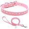 Ensemble Collier Et Laisse pour Chiot Petit Chien Chat avec Luxe Strass Fantaisie Diamant Paillette Cristal, Rose XS