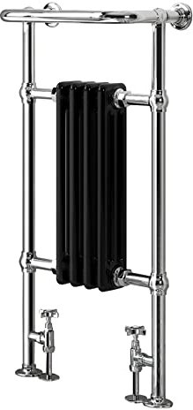 ZAMUNA Traditional Towel Rail with Column Radiator, Victorian Style Vintage Heated Towel Warmer in Chrome Finish 952 x 480 (4 Section, Black)
