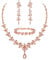 Ever Faith Marquise Crystal Party Jewellery Sets for Bride, Gorgeous Leaf Rhinestone Necklace Dangle Earrings Tennis Bracelet Set Champagne Rose Gold-Tone