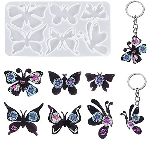Nifocc Bijoux en résine époxy moules pendentif collier boucles d'oreilles moules en silicone papillon bijoux moules en résine coulée moule en cristal pour bricolage