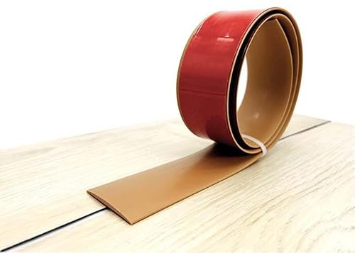 Übergangsleiste Selbstklebend, PVC Bodenleiste, Selbstklebende Boden und Tür-Übergangsstreifen, Ungelochte Abdeckleiste für Fliesen, Holz, Laminat (Braun, 2m X 4cm)