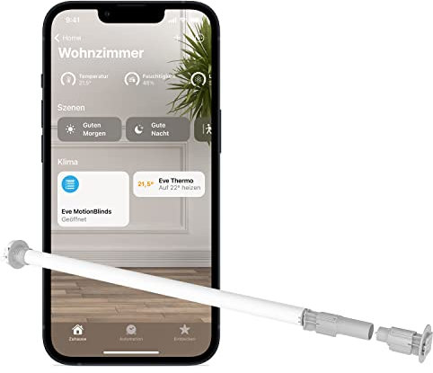 Eve MotionBlinds Upgrade Kit für Rollos (Apple Home) – Motor zum Nachrüsten bestehender Rollos im Innenraum, Zeitpläne, keine Bridge nötig, Bluetooth/Thread