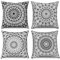 Hnmdmyi Kissenbezug Boho 40x40 4er Set, Schwarz Retro Floral Mandala Kompass Medaillon Bohemian Dekorative Kissenbezüge Leinen Kissenhülle für Sofa Couch Bett Garten Outdoor Home Decor