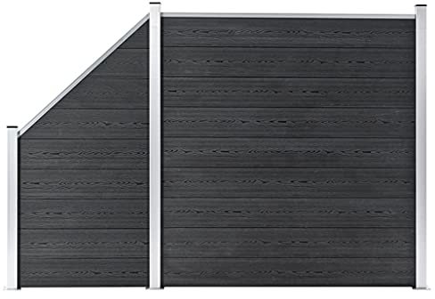Yolola WPC Zaun Zaunelement Set WPC Sichtschutzzaun Komplettset mit 1 Quadratisch + 1 Schräg WPC Sichtschutzzaun Windschutz, Zaun Gartenzaun Wpc Zaun Komplettset Grau