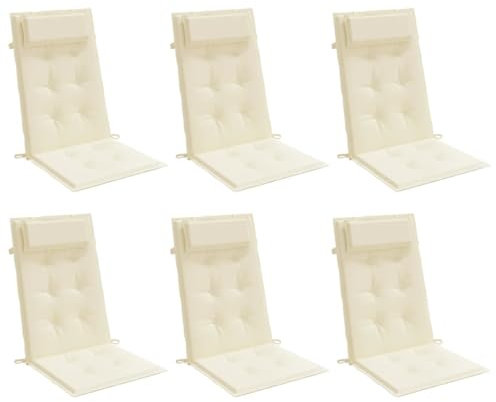 vidaXL Hochlehner Auflage 6 STK., Sitzkissen für Gartenmöbel Hocker Ottomanen, Wasserabweisendes Sitzpolster, Sitzauflage Stuhlauflage, Creme Oxford Gewebe