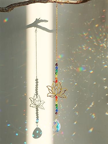 Hava Kolari Sonnenfänger Kristall Sun Catcher Kristall Windspiel Anhänger Regenbogen Maker Prisma Kugel Glas Kristall Dekoration Sonnenfänger Fensterbehang (Bunt)
