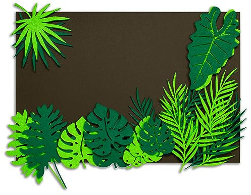 Summer-Ray 26 Stück üppiges Dschungelgrün Filz Tropische Blätter Set für kreatives Basteln