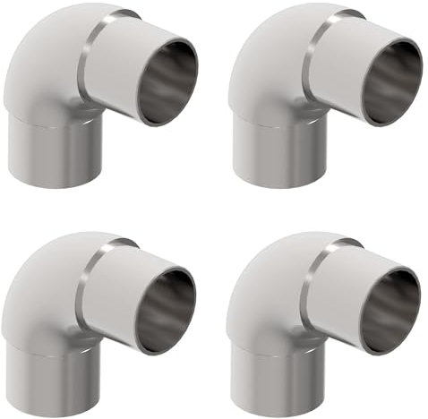 Sellon24® 4 x Rundbogen Rohrbogen 90° rund für Rohr 42,4 x 2,0 Verbinder Steckfitting Edelstahl V2A geschliffen S24U-0305-242