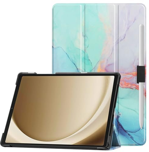 VOVIPO Slim Case for Samsung Galaxy Tab A9+ 11 Inch 2023,Super Thin Lightweight Tri-Fold Stand Cover with Auto Wake/Sleep Function for Galaxy Tab A9 Plus 2023 Model (SM-X210/X216/X218)-Marble Blue