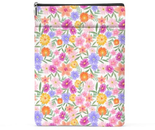 wasserdichte Schutzhülle mit Blumenmuster und Reißverschlusstasche vorne für Damen und Mädchen, Mehrfarbig. 108, 8.6 X 11.5, Modern