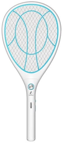 Walizard Elektrische Fliegenklatsche Elektrisch Fliegenfänger: Extra Stark 3000V Elektro Mosquito Fly Fliegen Killer Elektrischer Fliegenfalle Schläger Mücken Moskito Insekten Zapper USB Aufladbar