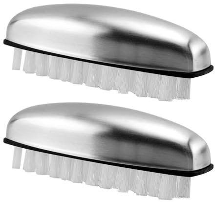 Pack of 2 Hand Wash Brush, Stainless Steel Hand Nail Brush, Hand Wash Brush Made of Stainless Steel, Removes Odours for DIY, Hand Wash, in the Bathroom, Kitchen for Cleaning
