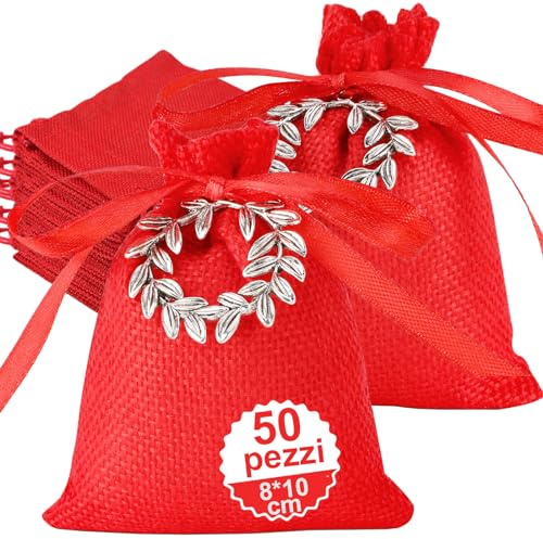 Sonekin 50pz Bomboniere Laurea, Rosso Sacchetti Laurea (Stile B) | Facile da Assemblare, Ben Fatto, Facile da Chiudere, Pensato per Cerimonie di Laurea, Molto Carino, Bomboniere Perfette