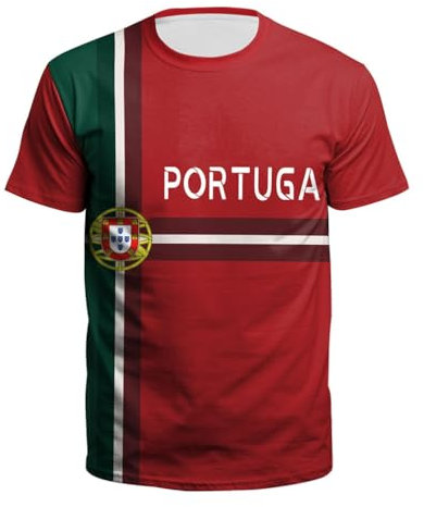 YuanDiann 2024 Européen/America Football Coupe T Shirts Ventilateurs Encourager Sport Casual Homme Femme Enfants Manche Courte Col Rond Séchage Rapide Respirant Tee Shirt Portugal 1# S