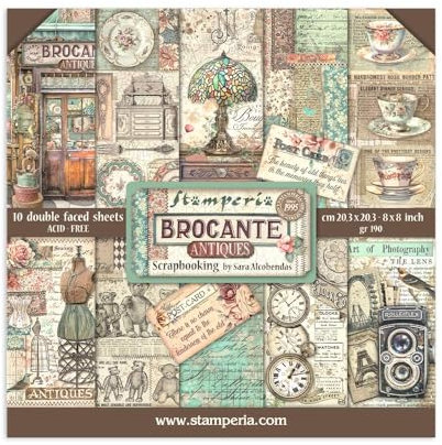 Stamperia Tampon en papier pour scrapbooking, albums, fabrication de cartes, bullet journaux, etc. Sans acide, double face, parfait pour les loisirs, les travaux manuels et les cadeaux (brocante