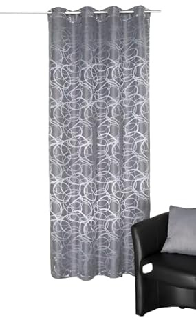 Clever-Kauf-24 Ösenschal Lenny | Kreise abstrakt | grau/silber | BxH 140x245cm |