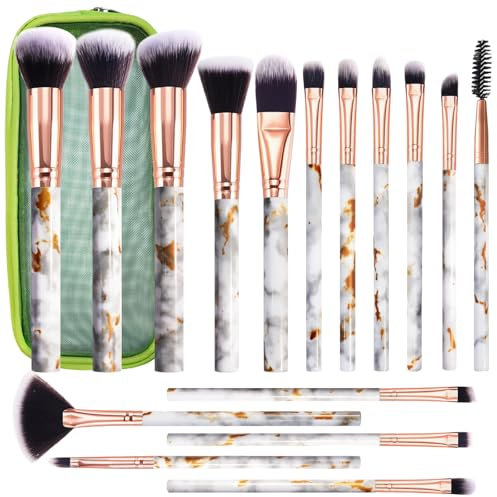 Pinselset Makeup DUAIU 16 Stück Professionelle Pinsel Set Marmor Gesicht Make Up Pudercreme Puder Foundation Lidschatten Concealer Eyeshadow Schmink Pinsel Mit Schminktasche