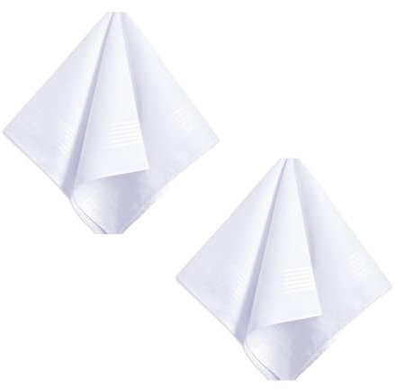 2 Stück Herren Einstecktücher Weiß,Hochwertige Taschentücher,Stofftaschentücher Herren Weiß,Pocket Seidentuch,Weiche Handkerchiefs für Männer,Ideale Pocket Squares für Anzüge & Festlichkeiten(22x22cm)