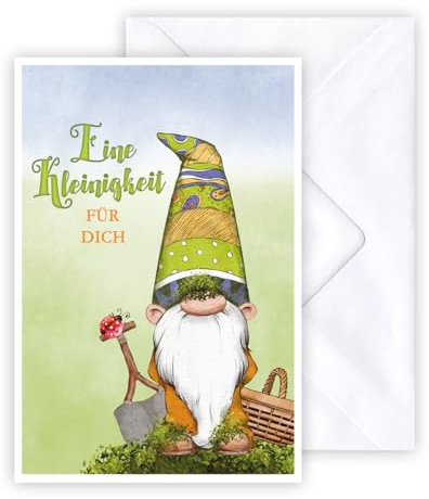 KE - 3D Pop-UP Karte zum Geburtstag DIN B6, Geldscheinkarte, Geburtstagskarte inkl. weißer Umschlag, Motiv: Wichtel mit Schubkarre