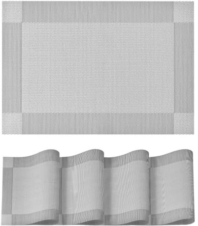 Artoid Mode Silber Grau PVC Platzsets 4er Set, 30x45cm Tischsets Waschbar Schmutzabweisend Hitzebeständig Platzdeckchen Zuhause Küche Deko