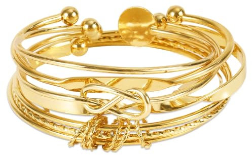 5pcs Gold Bracelet Set for Women, Bangle Cuff Bracelet Trendy Knot Bangle Bracelet Stackable Gold Bangle for Women Jewelry Gifts