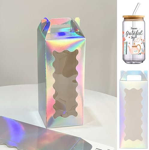 Hzzycaxli 25Pcs Gift boxes for glass cup with Handle for Sublimation Glass Exhibition Boxes,Tumbler Gift Box, Cup boxes for packaging 16oz & 18oz Drinking Jars Sublimation Glass Can Blank(Laser)