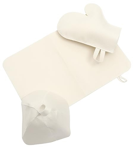 Yardwe Felt Sauna Hat, Gloves and Hat Set with Pad, Reusable White Sauna Accessories for Bath and Spa, Supple and Comfortable, Easy to Store