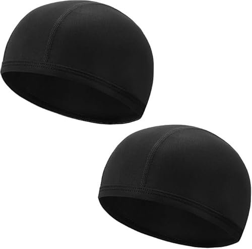 QKURT Fahrrad Skull Cap, 2pcs Atmungsaktiv Sommer Unter Helm Hut Perfekt für Laufhut, Skull Cap oder Sportbeanie Motorrad