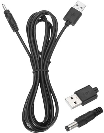 QUARKZMAN Cable de Alimentación Usb a DC 3A Cable de Alimentación de 5V DC Cable de Conector de Enchufe de Carga de 3.5mm x 1.35mm para Ventilador Cámara Teléfono (6.6 Pies / 2M, Negro)