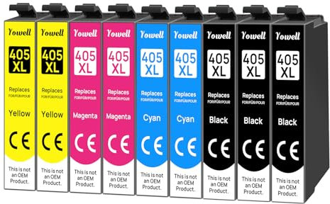 Yowell 405XL Druckerpatronen Kompatibel für Epson 405 für Epson Workforce Pro WF-3820DWF WF-3825DWF WF-4820DWF WF-4825DWF WF-4830DTWF WF-7830DTWF WF-7835DTWF WF-7840DTWF (9 Pack, 3 Schwarz &2 CMY)